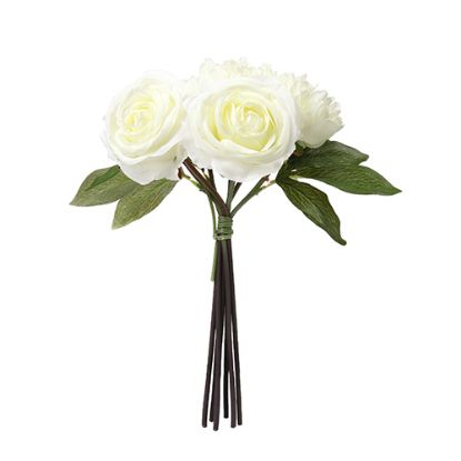Picture of 39cm LARGE ROSE AND PEONY BUNDLE (7 STEMS) IVORY
