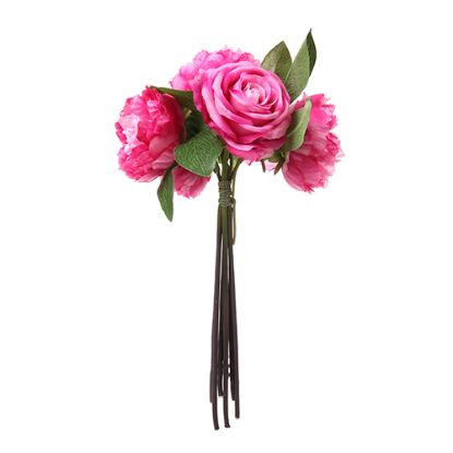 Picture of 39cm LARGE ROSE AND PEONY BUNDLE (7 STEMS) CERISE