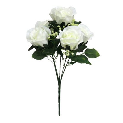 Picture of 31cm SWEETY ROSE BUSH WITH GYP (5 HEADS) IVORY