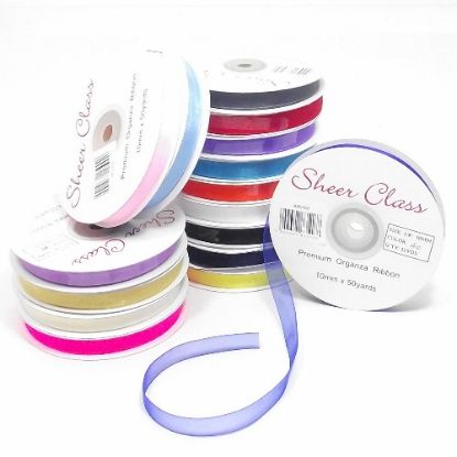 Picture of SHEER CLASS PREMIUM ORGANZA RIBBON WITH WOVEN EDGE 6mm X 50yards HOT PINK