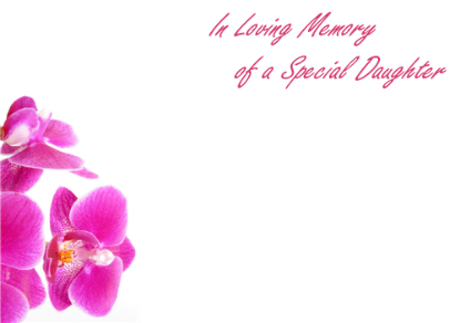 Picture of LARGE GREETING CARDS X 12 IN LOVING MEMORY OF A SPECIAL DAUGHTER - CERISE ORCHIDS