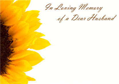 Picture of LARGE GREETING CARDS X 12 IN LOVING MEMORY OF A DEAR HUSBAND - SUNFLOWER