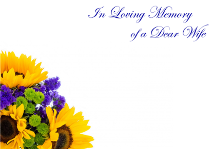 Picture of LARGE GREETING CARDS X 12 IN LOVING MEMORY OF A DEAR WIFE - SUNFLOWER BOUQUET