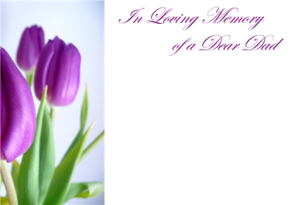 Picture of LARGE GREETING CARDS X 12 IN LOVING MEMORY OF A DEAR DAD - PURPLE TULIPS