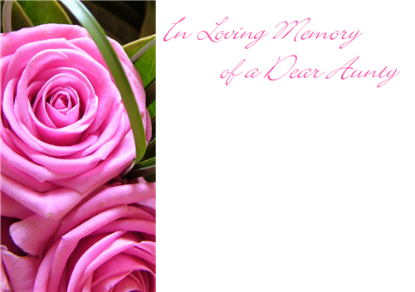 Picture of LARGE GREETING CARDS X 12 IN LOVING MEMORY OF A DEAR AUNTY - PINK ROSES