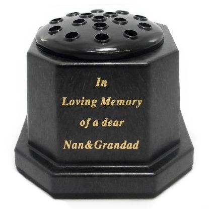 Picture of GRAVE VASE BLACK IN LOVING MEMORY OF A DEAR  NAN AND GRANDAD