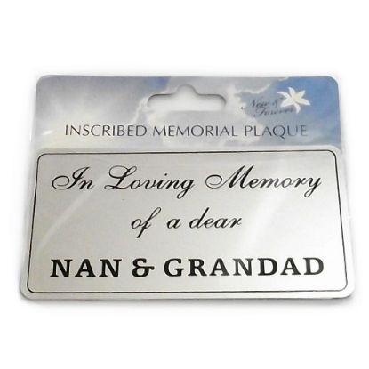 Picture of RECTANGULAR STICK-ON METAL PLAQUE SILVER - I-L-M OF A DEAR NAN AND GRANDAD