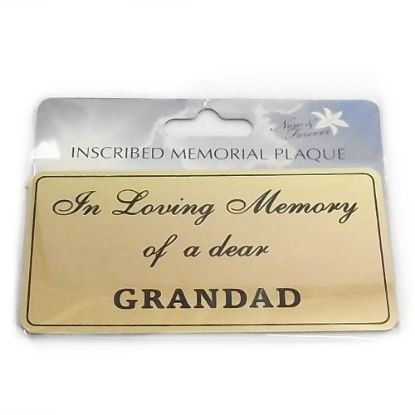 Picture of RECTANGULAR STICK-ON METAL PLAQUE GOLD - I-L-M OF A DEAR GRANDAD