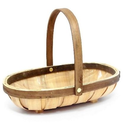 Picture of 30cm OVAL WOODEN TRUG BASKET NATURAL/BROWN