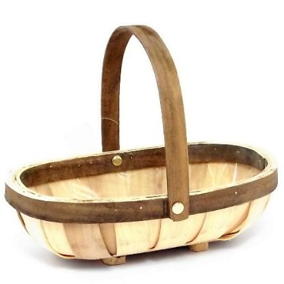 Picture of 25cm OVAL WOODEN TRUG BASKET NATURAL/BROWN