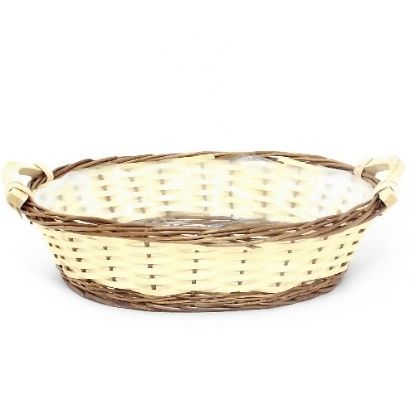 Picture of 40cm OVAL HAMPER BASKET WITH 2 WOODEN HANDLES NATURAL/BROWN