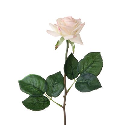 Picture of 42cm REAL TOUCH SMALL OPEN ROSE CREAM WITH TOUCH OF PINK