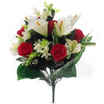 Picture of ROSEBUD CALLA AND ORCHID BUSH IVORY/RED