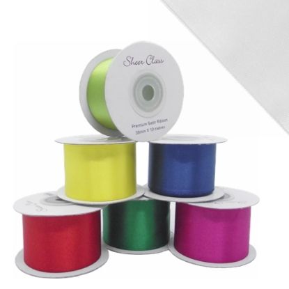 Picture of DOUBLE FACE SATIN RIBBON 38mm X 10metres WHITE