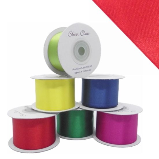 Picture of DOUBLE FACE SATIN RIBBON 38mm X 10metres RED