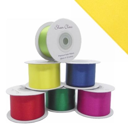 Picture of DOUBLE FACE SATIN RIBBON 38mm X 10metres YELLOW