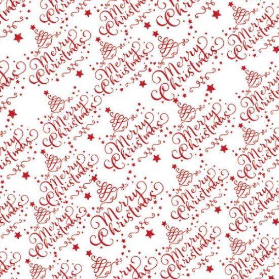 Picture of CELLOPHANE ROLL 80cm X 100met MERRY CHRISTMAS RED