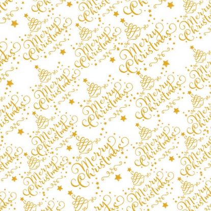 Picture of CELLOPHANE ROLL 80cm X 100met MERRY CHRISTMAS GOLD