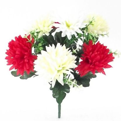 Picture of SPIKY CHRYSANTHEMUM BUSH IVORY/RED/LIGHT GREEN