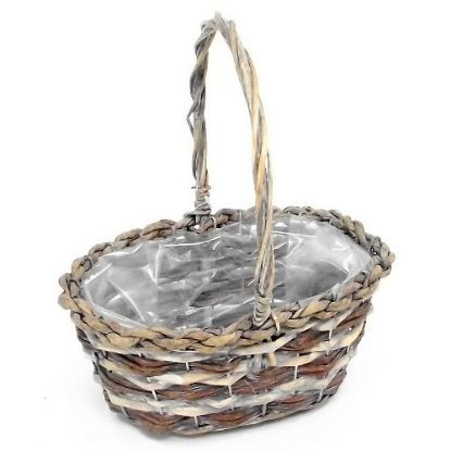 Picture of OVAL STRONG WIRED PLANTING BASKET NATURAL (PLASTIC LINED)