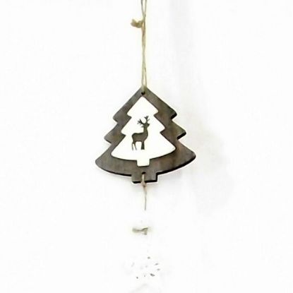 Picture of 30cm HANGING CHRISTMAS DECO WITH TREE NATURAL/WHITE