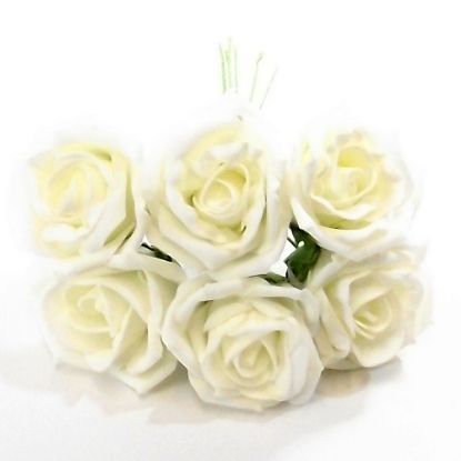 Picture of PRINCESS COLOURFAST FOAM ROSE BUNCH OF 6 IVORY