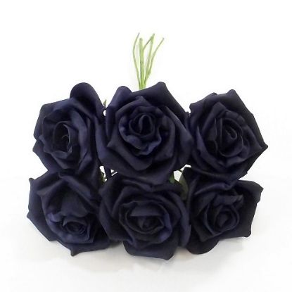 Picture of PRINCESS COLOURFAST FOAM ROSE BUNCH OF 6 NAVY BLUE