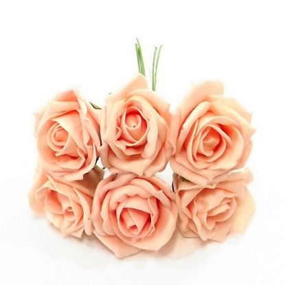 Picture of PRINCESS COLOURFAST FOAM ROSE BUNCH OF 6 PEACH