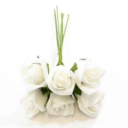 Picture of GRACE COLOURFAST FOAM ROSE BUNCH OF 6 WHITE