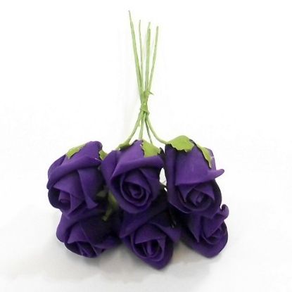 Picture of GRACE COLOURFAST FOAM ROSE BUNCH OF 6 PURPLE