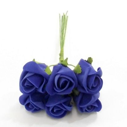Picture of GRACE COLOURFAST FOAM ROSE BUNCH OF 6 ROYAL BLUE
