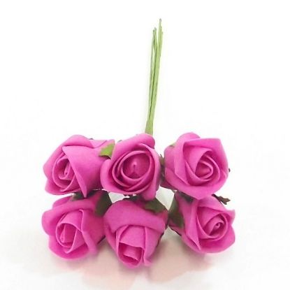 Picture of GRACE COLOURFAST FOAM ROSE BUNCH OF 6 FUCHSIA
