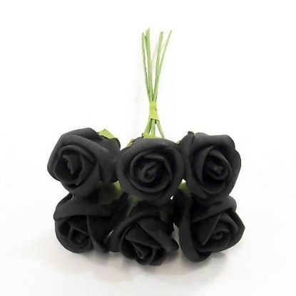 Picture of GRACE COLOURFAST FOAM ROSE BUNCH OF 6 BLACK
