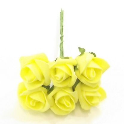 Picture of GRACE COLOURFAST FOAM ROSE BUNCH OF 6 LIGHT YELLOW