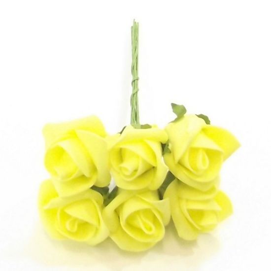 Picture of GRACE COLOURFAST FOAM ROSE BUNCH OF 6 LIGHT YELLOW