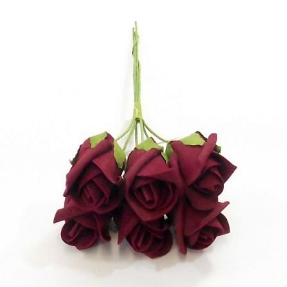 Picture of GRACE COLOURFAST FOAM ROSE BUNCH OF 6 BURGUNDY