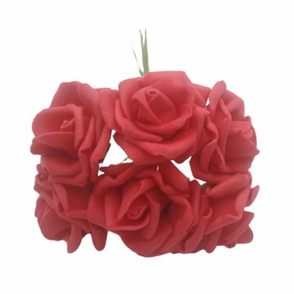 Picture of DUCHESS COLOURFAST FOAM ROSE BUNCH OF 6 LIGHT RED