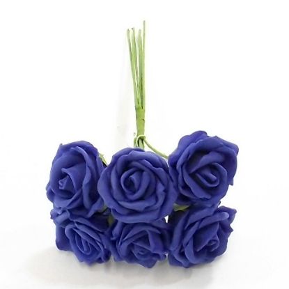 Picture of DUCHESS COLOURFAST FOAM ROSE BUNCH OF 6 ROYAL BLUE