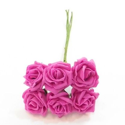 Picture of DUCHESS COLOURFAST FOAM ROSE BUNCH OF 6 FUCHSIA