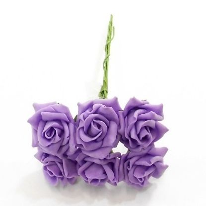 Picture of DUCHESS COLOURFAST FOAM ROSE BUNCH OF 6 LILAC