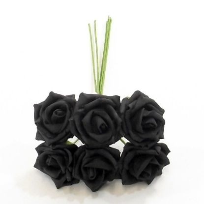 Picture of DUCHESS COLOURFAST FOAM ROSE BUNCH OF 6 BLACK