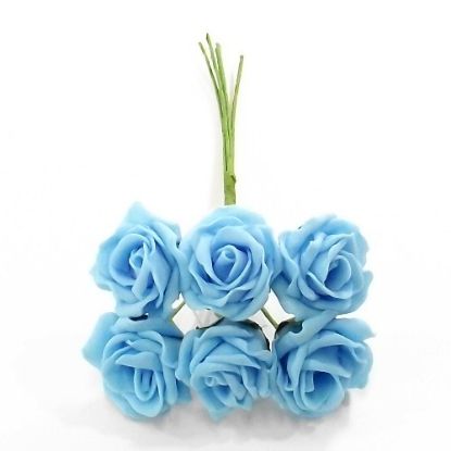 Picture of DUCHESS COLOURFAST FOAM ROSE BUNCH OF 6 LIGHT BLUE