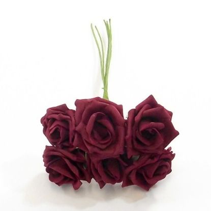 Picture of DUCHESS COLOURFAST FOAM ROSE BUNCH OF 6 BURGUNDY