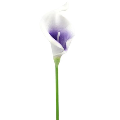 Picture of 38cm REAL TOUCH SINGLE CALLA LILY WHITE/PURPLE