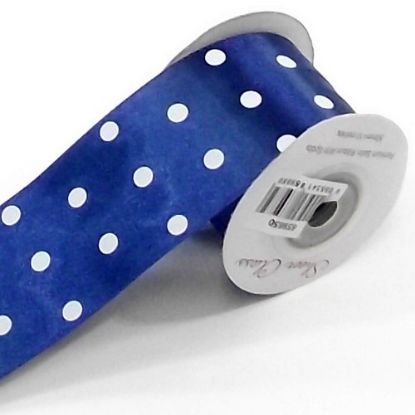 Picture of SATIN RIBBON WITH WHITE SPOTS 50mm X 10metres NAVY BLUE