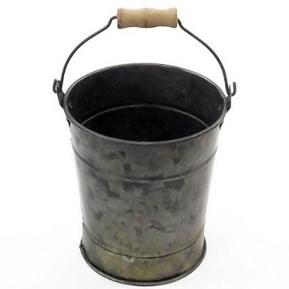 Picture of 11cm METAL ROUND POT WITH BASE AND WOODEN HANDLE CHEMICAL COPPER