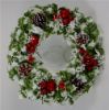 Picture of 18 INCH LARGE PLASTIC HOLLY WREATH WITH POMEGRANITE VARIEGATED