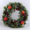 Picture of 18 INCH LARGE PLASTIC HOLLY WREATH WITH APPLE AND CONE NATURAL