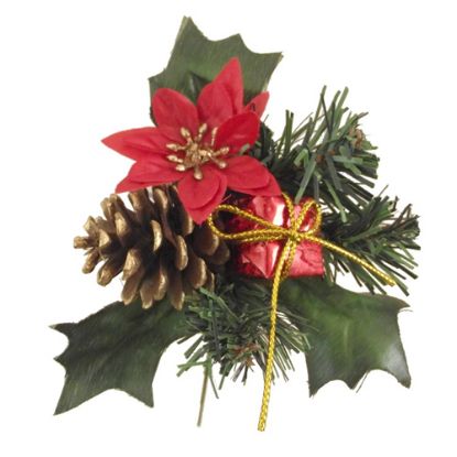 Picture of CHRISTMAS PICK WITH PARCEL POINSETTIA AND CONE RED X 72pcs