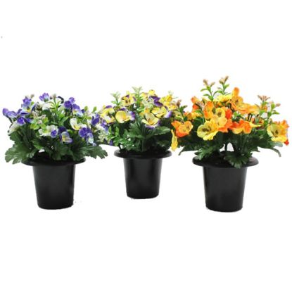 Picture of CEMETERY POT WITH PANSY ASSORTED X 12pcs